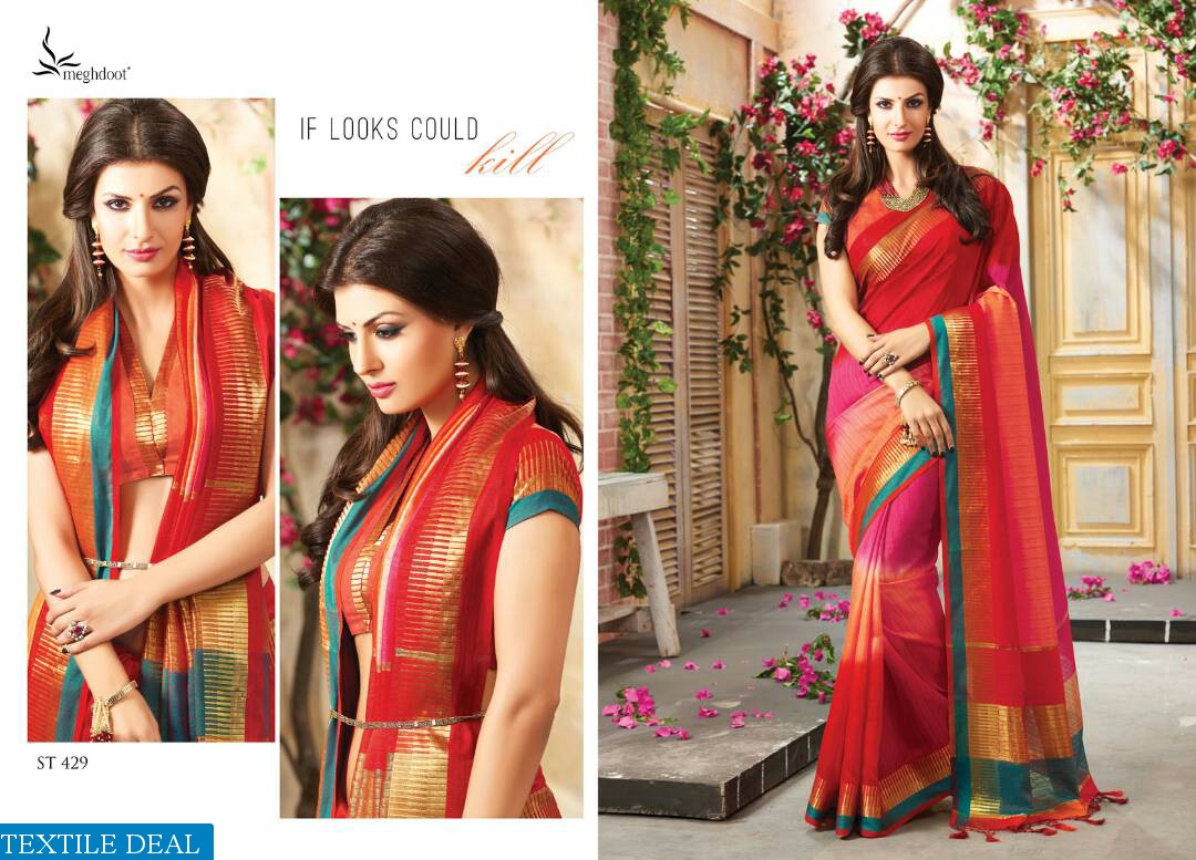 meghdoot Tassels Wholesale Cotton Silk Ethnic Saree